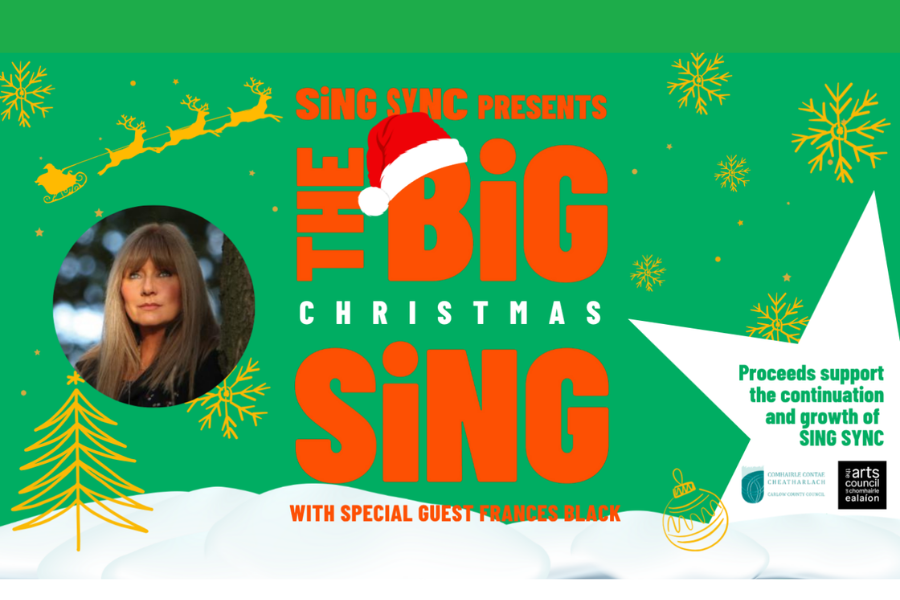 The Big Christmas Sing with Frances Black, green and white poster with red event text