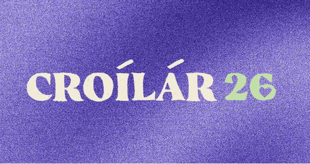 Croílár Festival 2026 Athlone. Purple poster with white event text.