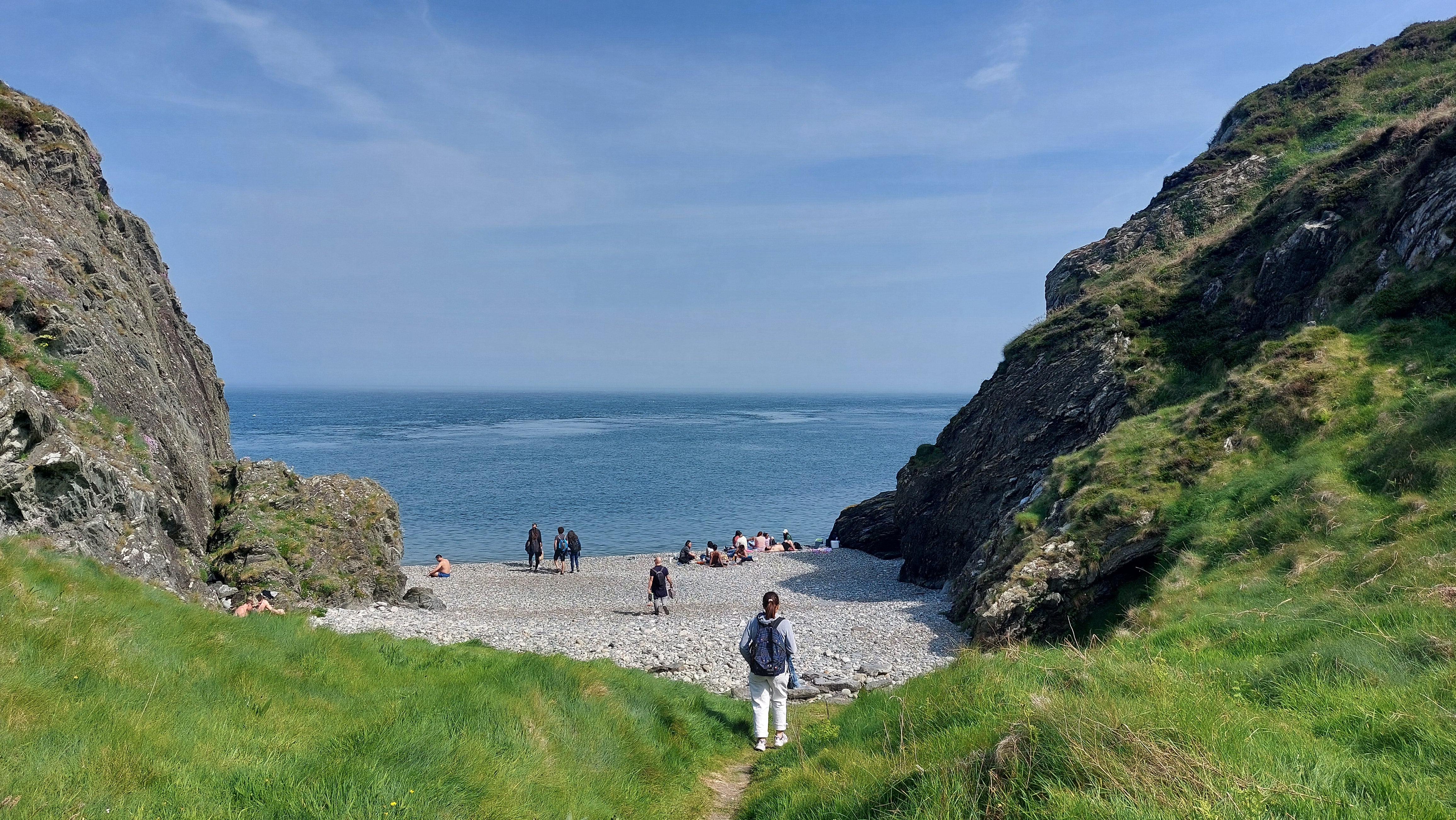 Walker heading onto the beach at Lime Kiln Bay.