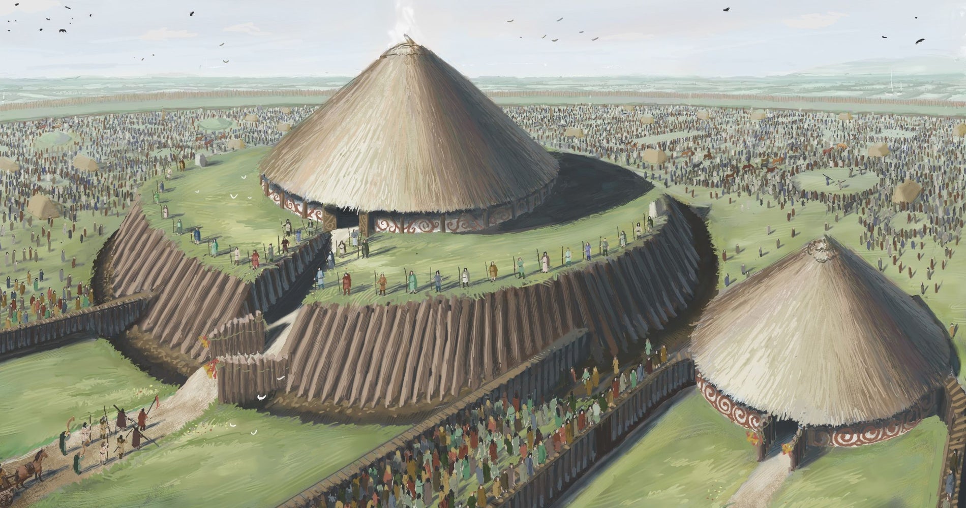 A reconstruction drawing of how the Rathcroghan Mound would have looked in the Bronze and Iron Age