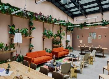 Seating area with tables and chairs