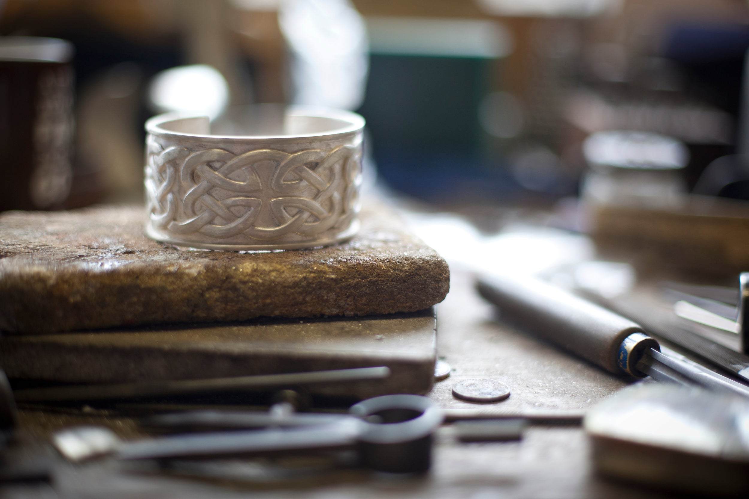 Silver bracelet on display at the Kilkenny Design Centre in Kilkenny city