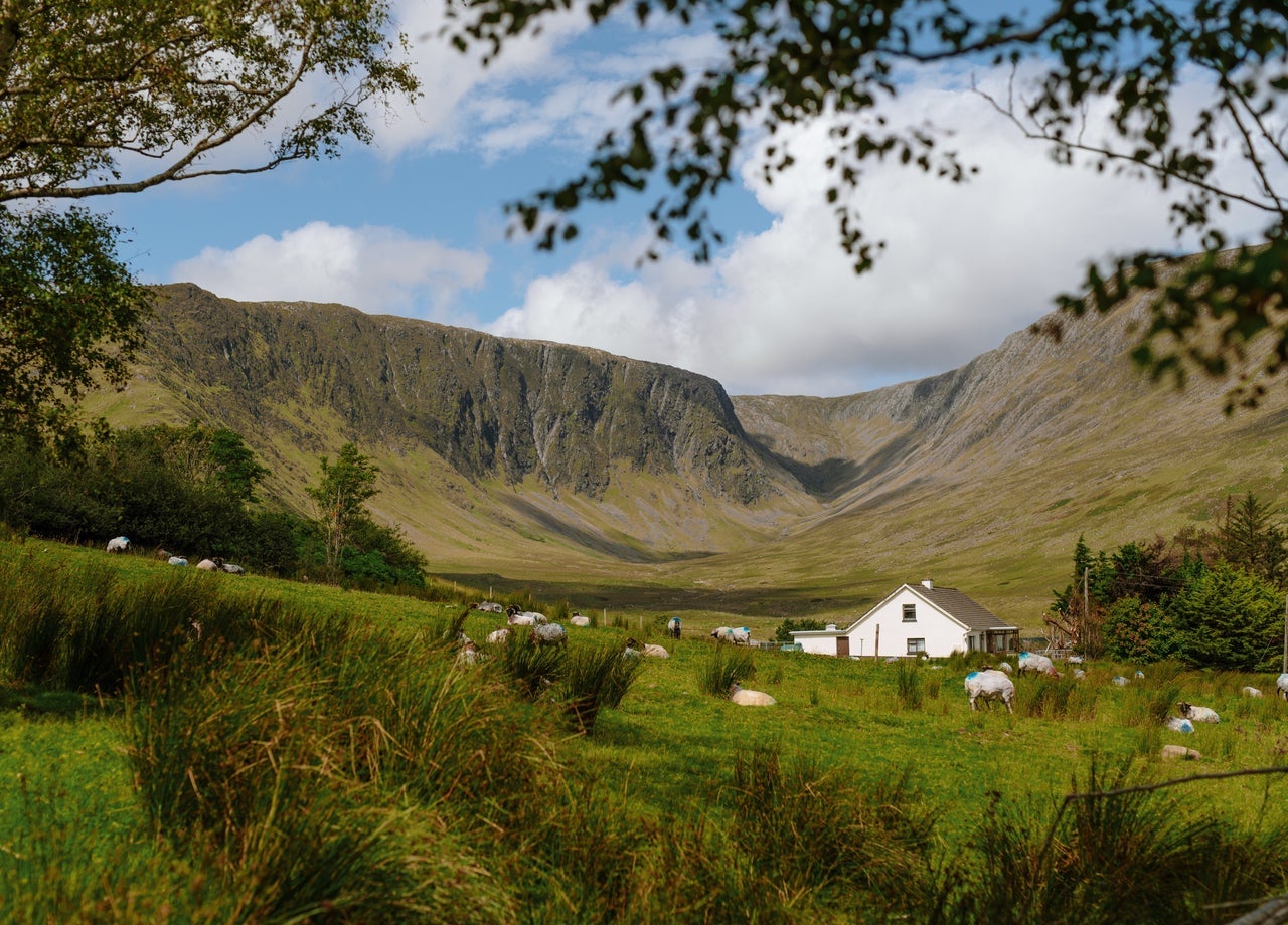 View of the Maumturk Mountains in Connemara