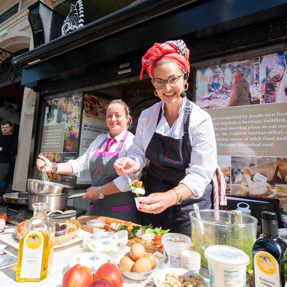 Chefs doing a cooking demonstration at the 2023 Cork on a Fork Fest in Cork city