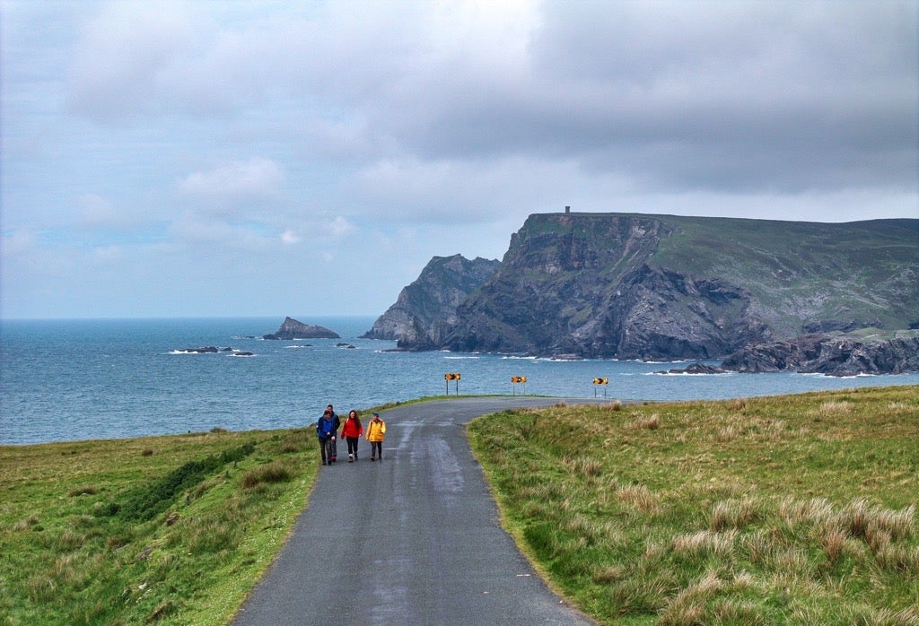 People walking the Rougey Cliff Walk in Co Donegal