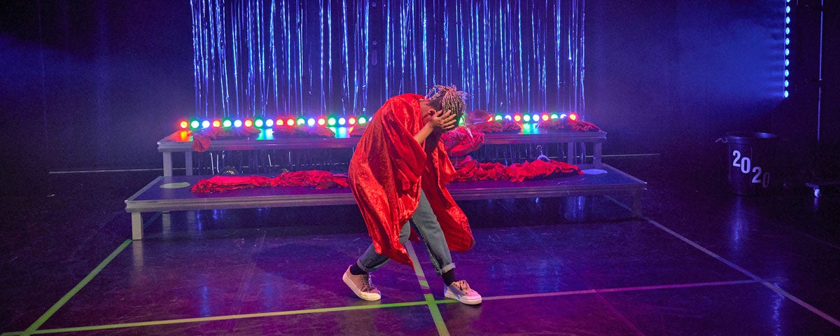 A performer on stage at The Ark Dublin