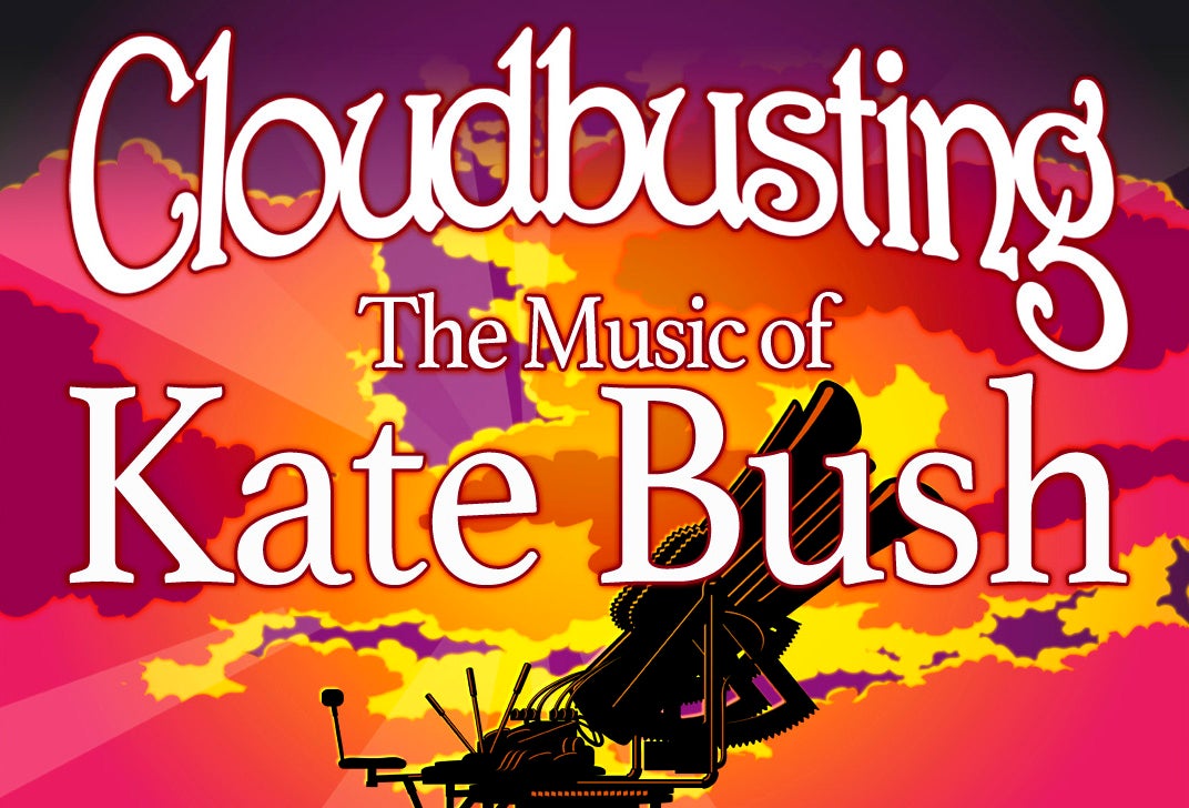 White event text overlaid on orange and yellow sky with silhouette of machine in the foreground