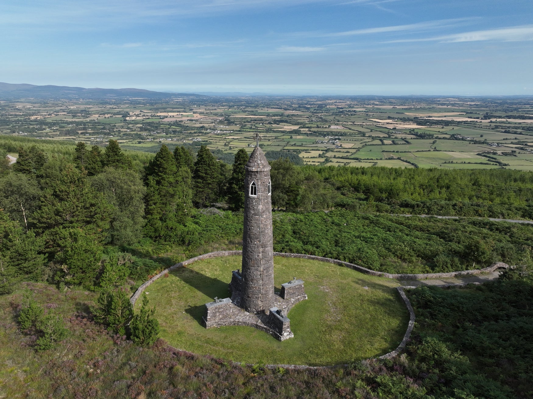 Aerial view of the Liam Lynch Round Tower in Co Tipperary