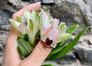 A vintage ruby and diamond engagement ring by Courtville