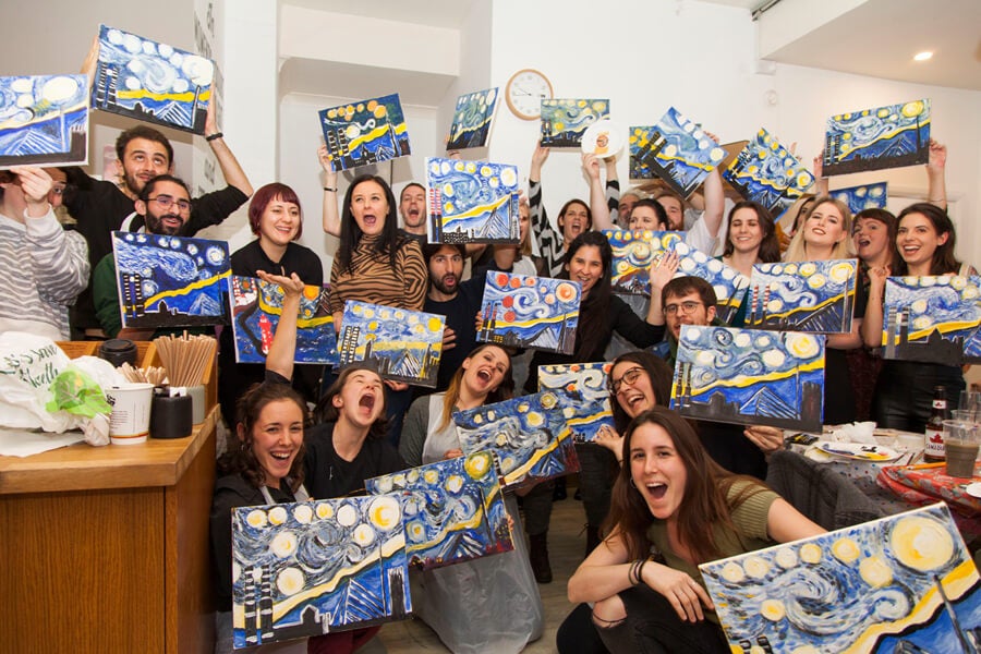 Group with paintings