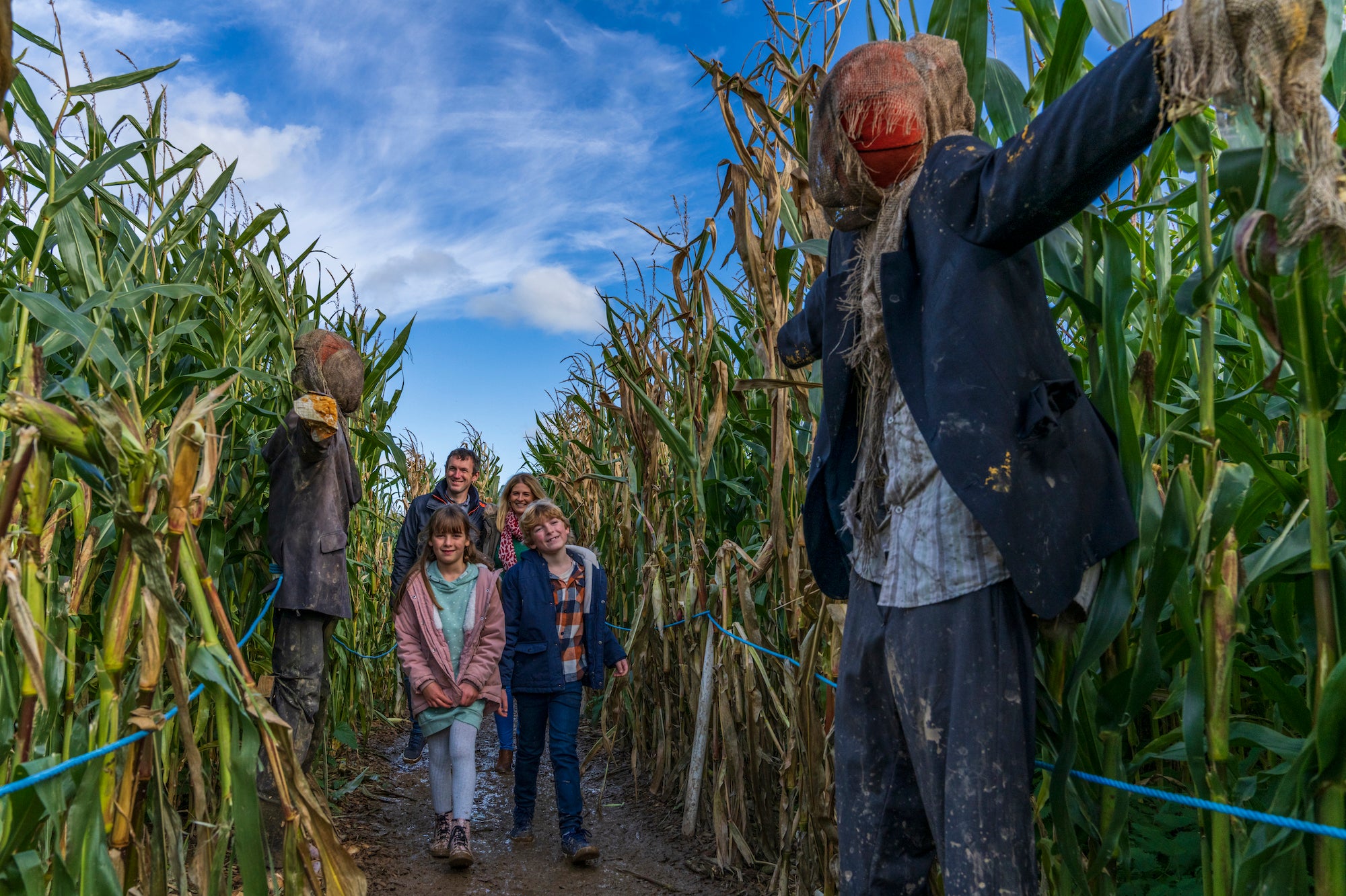 A family walking through the Corn Maze at Causey Farm in County Meath