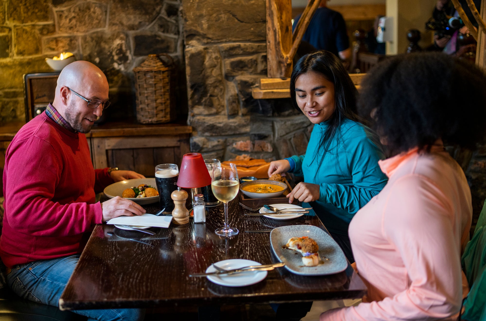 People eating in The Oarsman Pub in County Leitrim