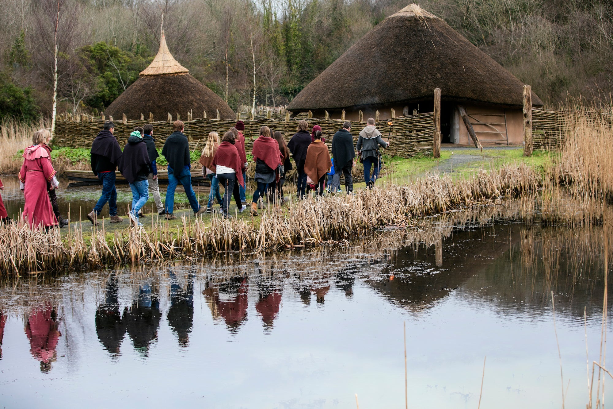 People on tour of the Irish National Heritage Park in County Wexford.
