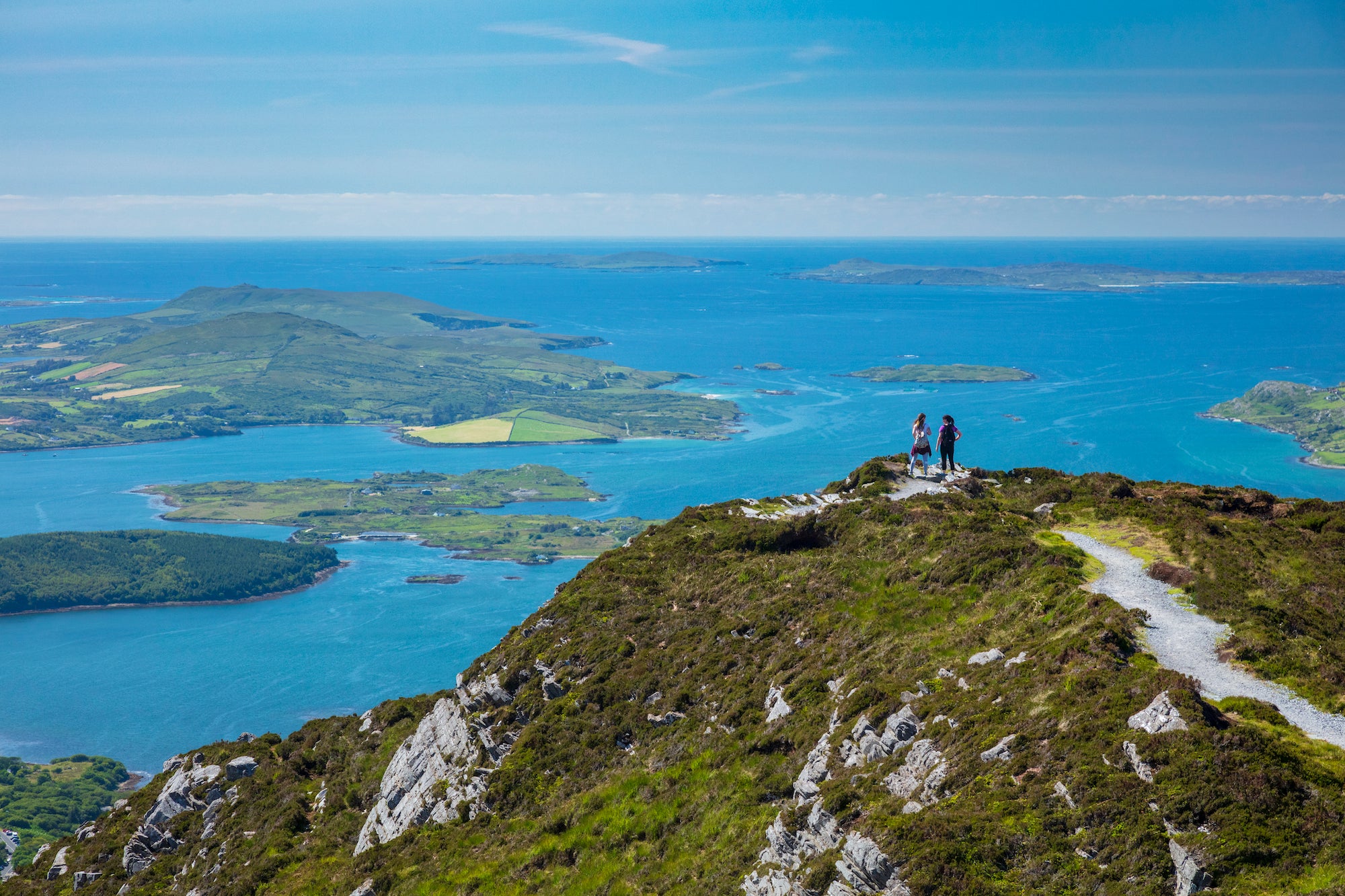 Hikers on Diamond Hill in Connemara, Co Galway