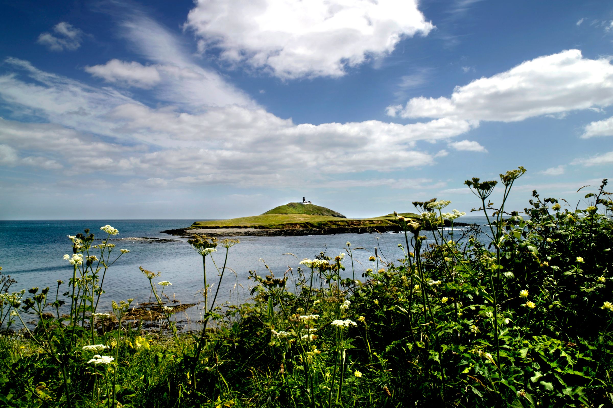 A view out to Ballycotton Island, County Cork on a sunny day