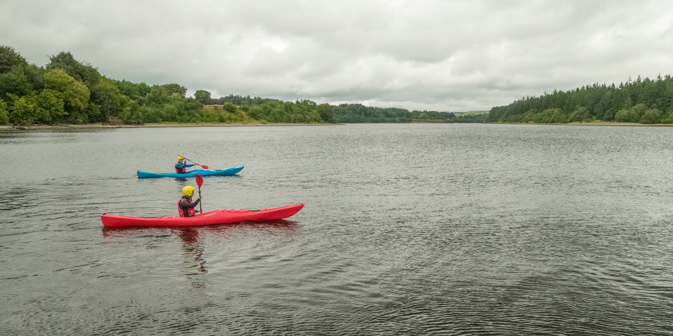 People kayaking in the Blessington Lakes, Co Wicklow