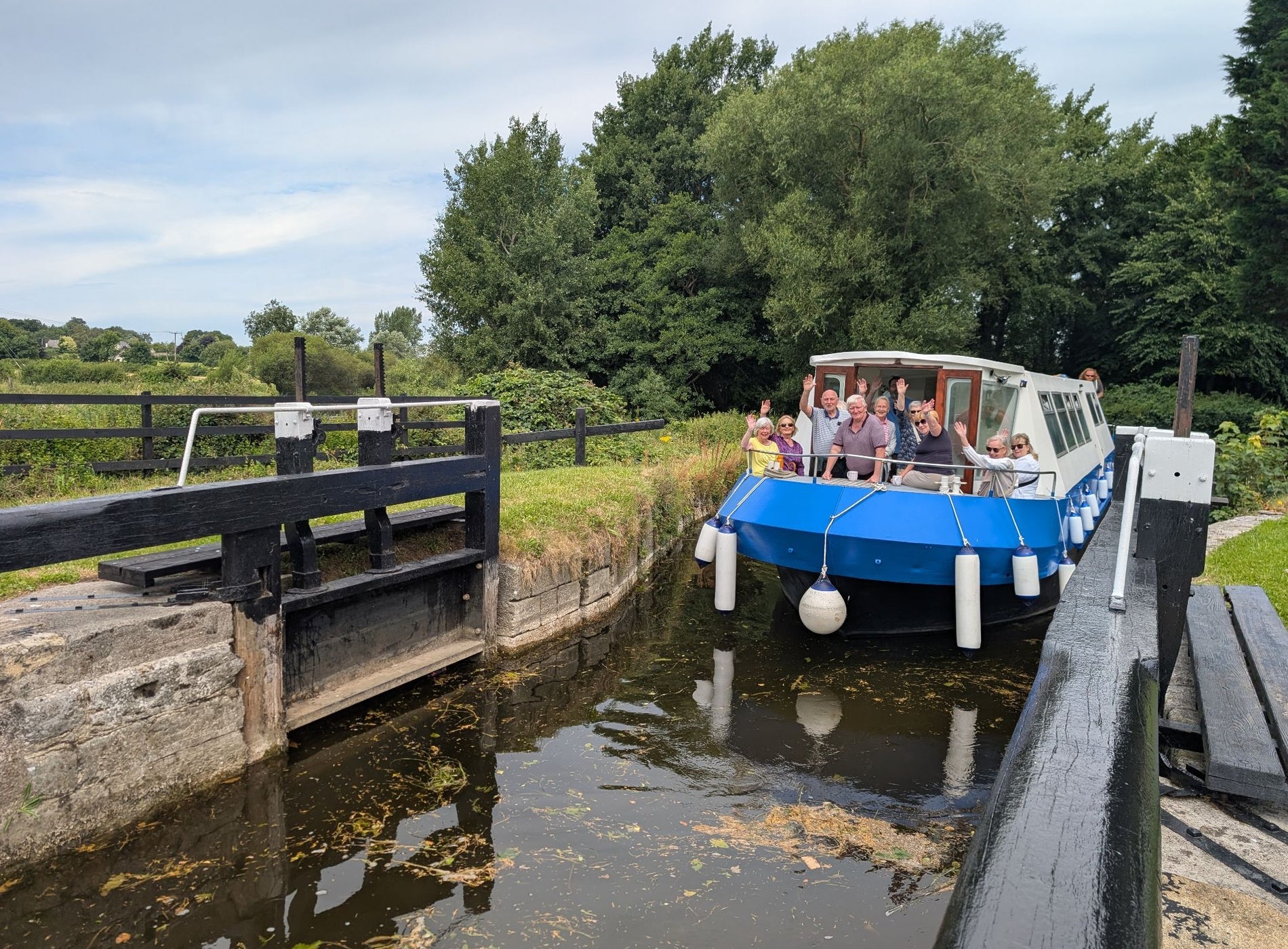 People on the passenger barge with Boat Trips in Athy on the River Barrow