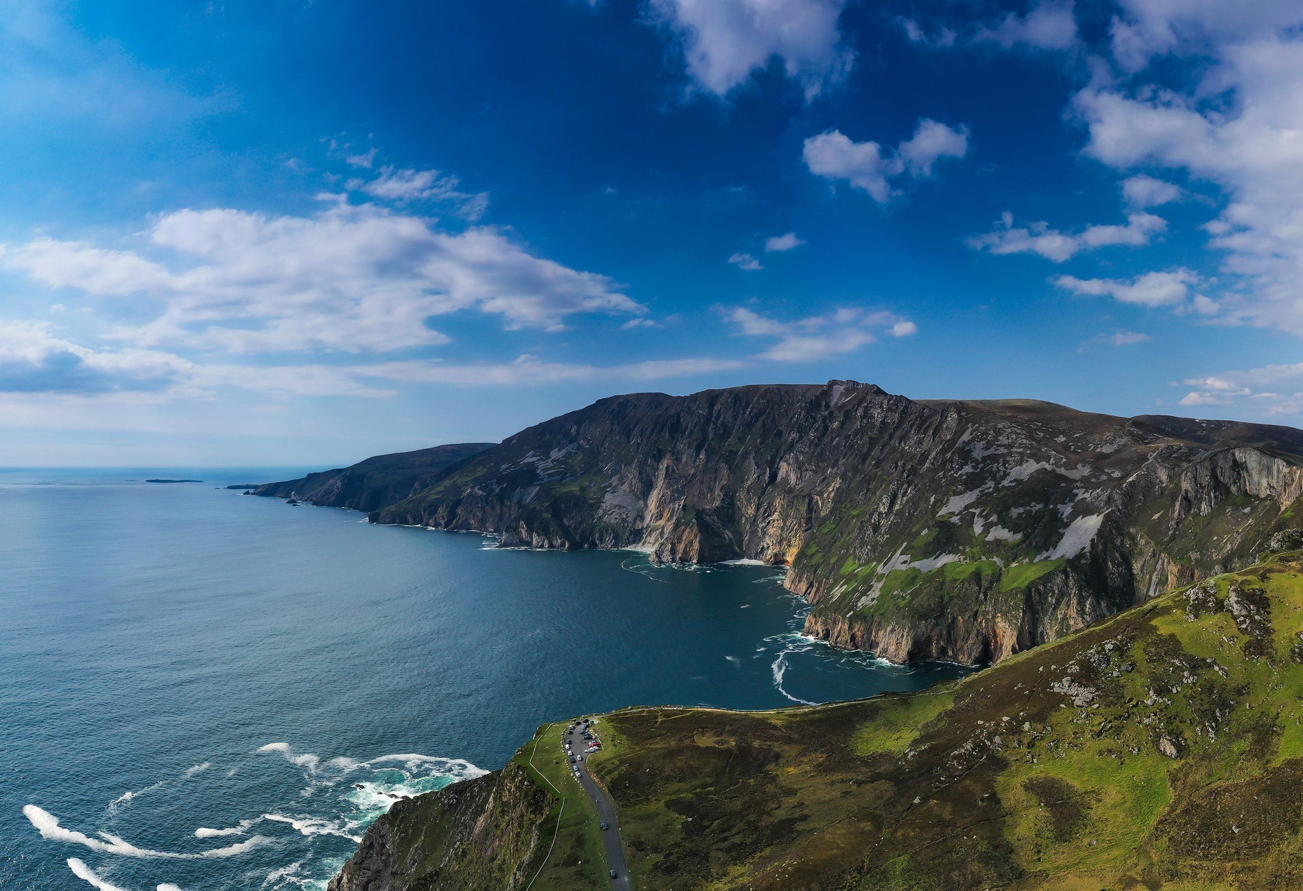 Cliff view taken on a clear day with small waves in the sea