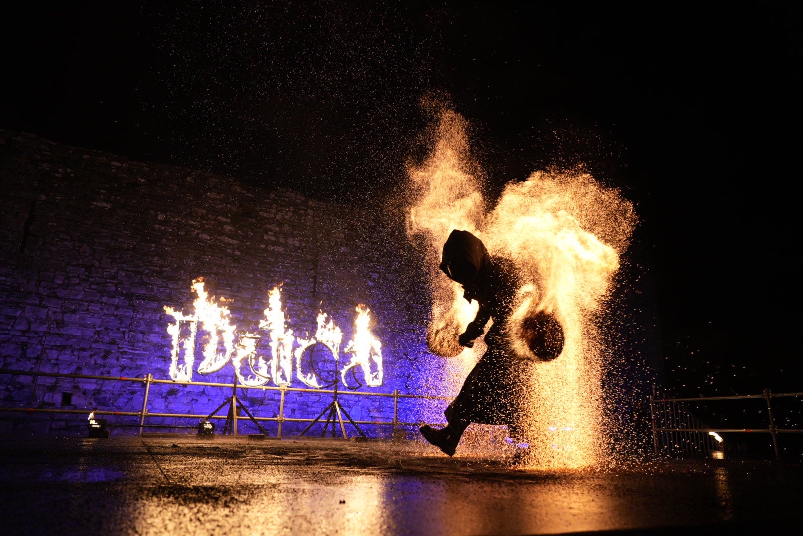 A fire performer at the 2023 Púca Festival in Co Meath