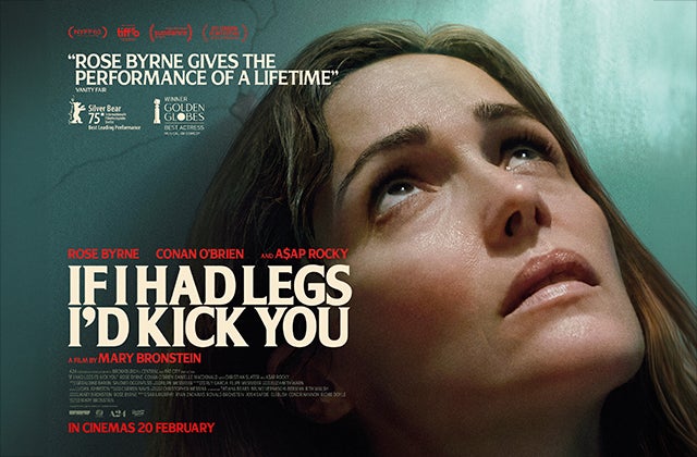 Poster for Monday Night Cinema, If I Had Legs I'd Kick You, close up view of woman looking upwards.