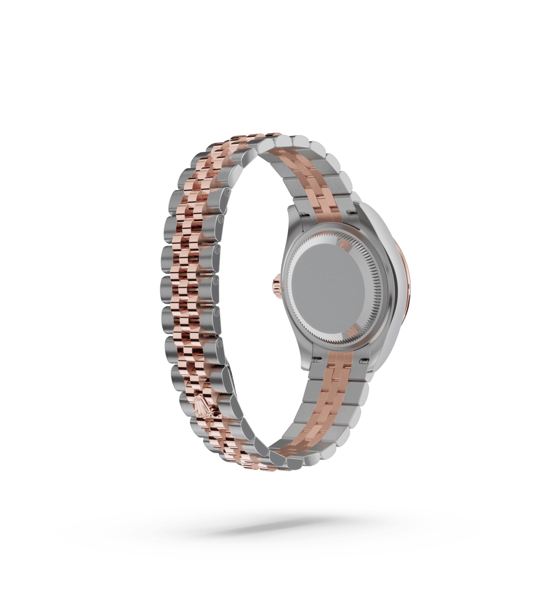 Rolex Lady-Datejust in Oyster, 28 mm, Oystersteel, Everose-goud en diamanten with a Wit parelmoer, bezet met diamanten dial, Bezet met diamanten bezel, and Jubilee, vijfdelige schakels bracelet