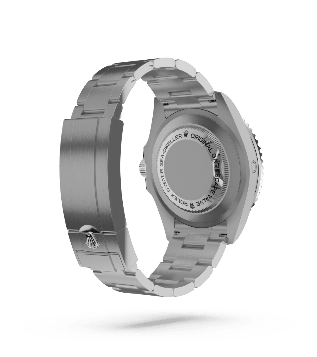 Rolex Sea-Dweller in Oyster, 43 mm, Oystersteel with a Diepzwart dial, Unidirectioneel draaibaar met 60-minutenverdeling, krasbestendige Cerachrom-ring van zwarte keramiek, cijfers en schaalverdelingen met platina coating bezel, and Oyster, massieve driedelige schakels bracelet