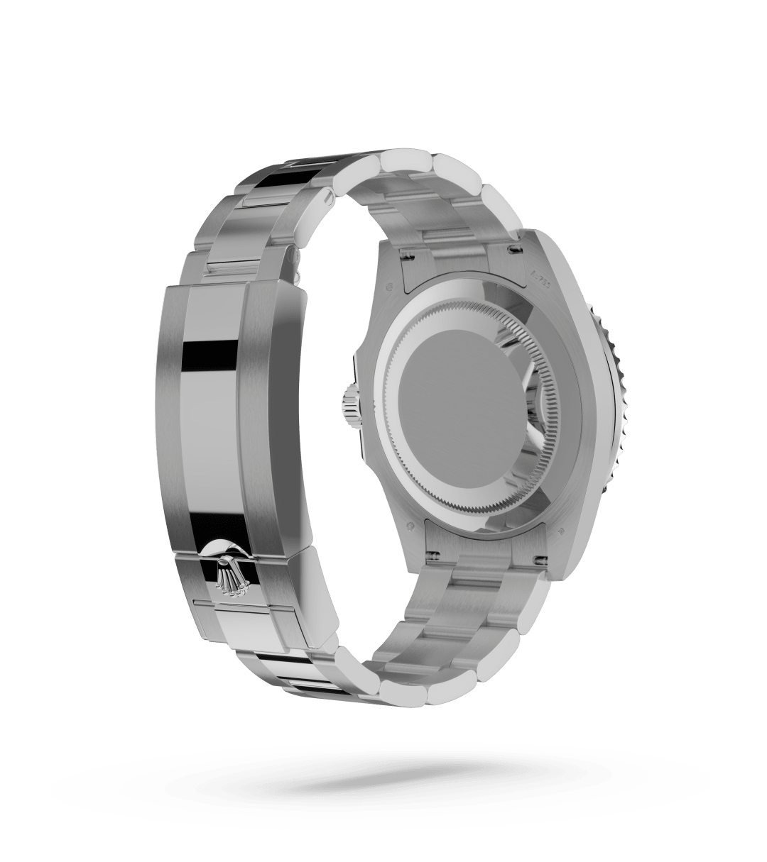 Rolex Submariner Date in Oyster, 41 mm, witgoud with a Zwart dial, Unidirectioneel draaibaar met 60-minutenverdeling, krasbestendige Cerachrom-ring van blauwe keramiek, cijfers en schaalverdelingen met platina coating bezel, and Oyster, massieve driedelige schakels bracelet