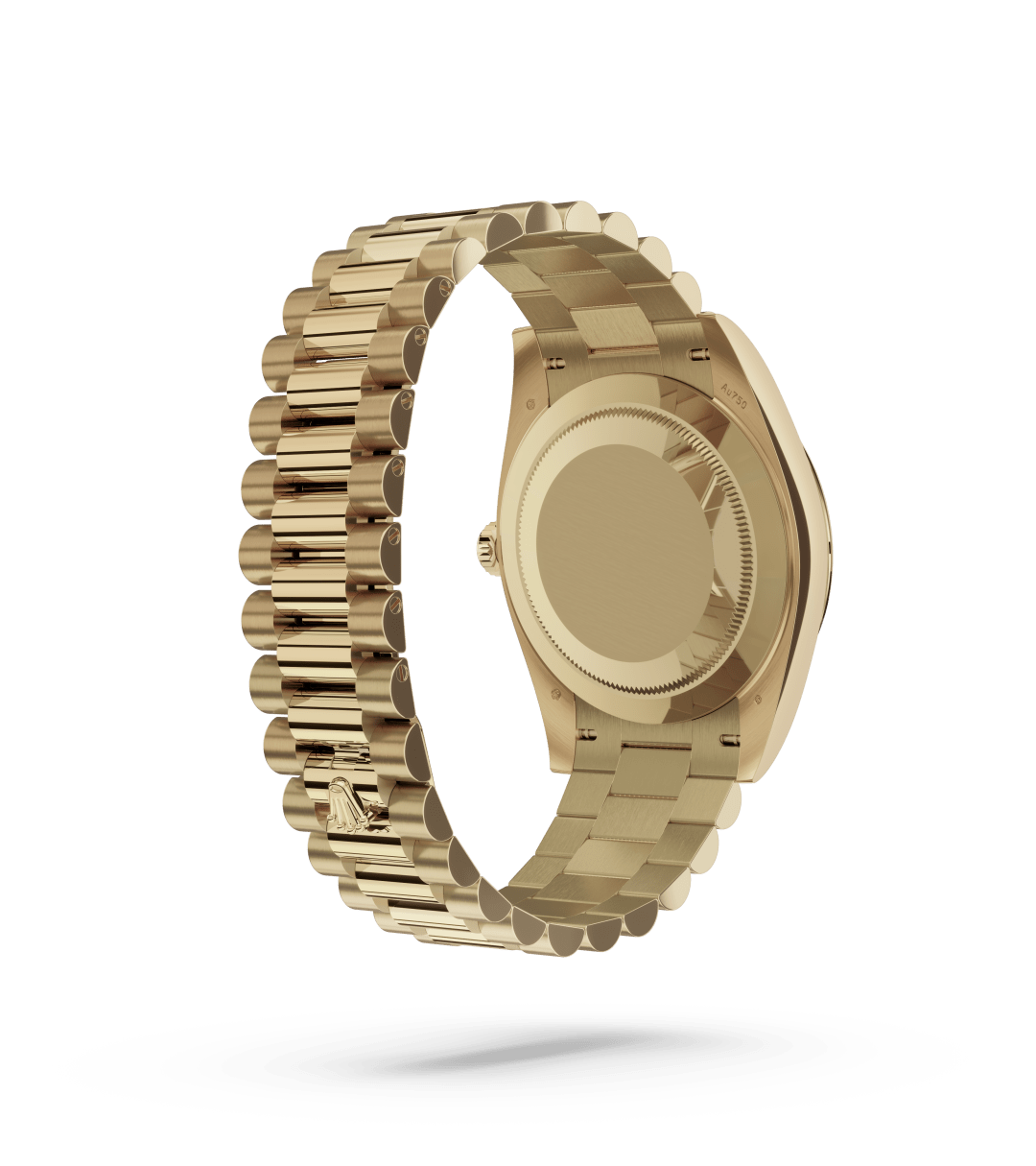 Rolex Day-Date 40 in Oyster, 40 mm, geelgoud with a Onyx bezet met diamanten dial, Gekarteld bezel, and President, halfronde driedelige schakels bracelet