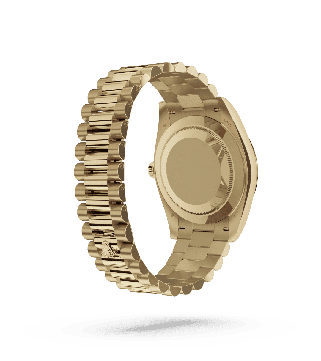 Rolex Day-Date 40 in Oyster, 40 mm, geelgoud with a Onyx bezet met diamanten dial, Gekarteld bezel, and President, halfronde driedelige schakels bracelet