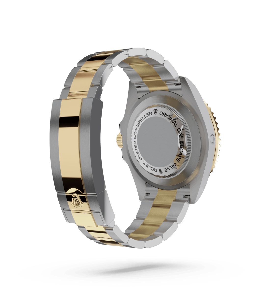 Rolex Sea-Dweller in Oyster, 43 mm, Oystersteel en geelgoud with a Diepzwart dial, Unidirectioneel draaibaar, 60-minutenverdeling, krasbestendige Cerachrom-ring van zwarte keramiek, cijfers en schaalverdelingen met gouden coating bezel, and Oyster, massieve driedelige schakels bracelet