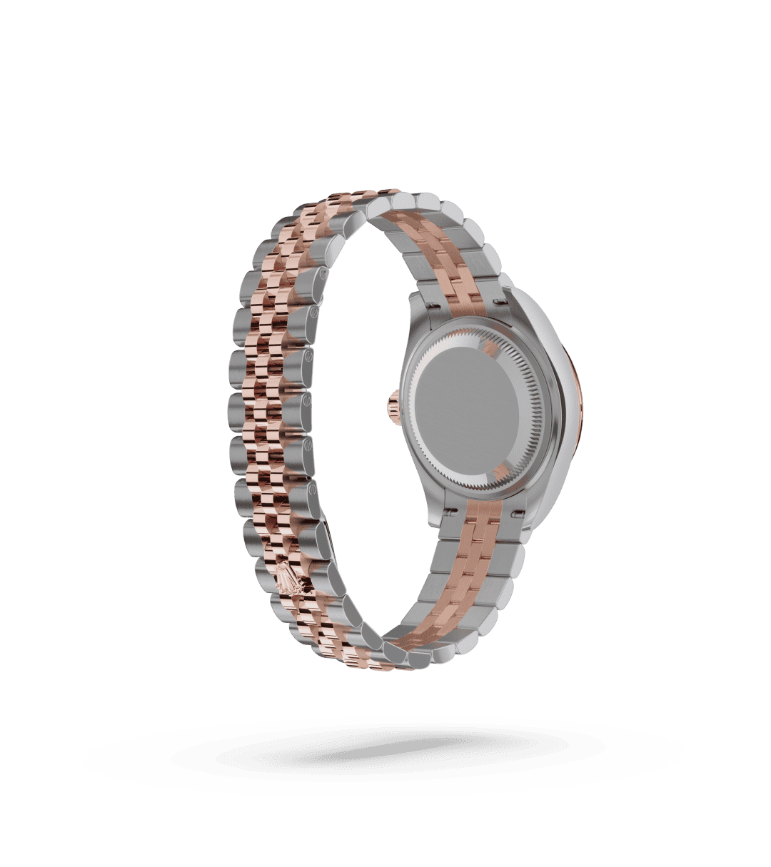 Rolex Lady-Datejust in Oyster, 28 mm, Oystersteel en Everose-goud with a Olijfgroen bezet met diamanten dial, Gekarteld bezel, and Jubilee, vijfdelige schakels bracelet