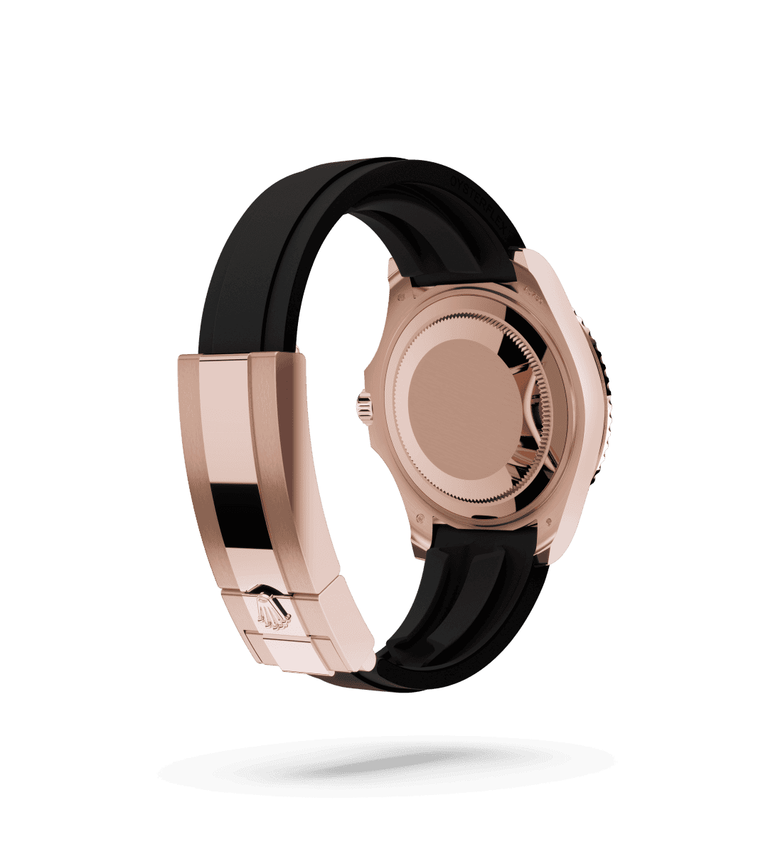 Rolex Yacht-Master 37 in Oyster, 37 mm, Everose gold with a Diamond-paved dial, Bidirectional rotatable 60-minute graduated bezel with matt black Cerachrom insert in ceramic, polished raised numerals and graduations bezel, and Oysterflex bracelet