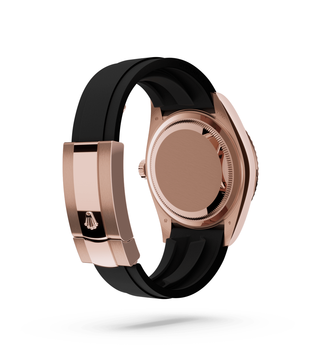Rolex Sky-Dweller in Oyster, 42 mm, Everose-goud with a Hagelwit dial, Gekartelde, bidirectioneel draaibare ‘Rolex Ring Command’ bezel, and Oysterflex-band bracelet