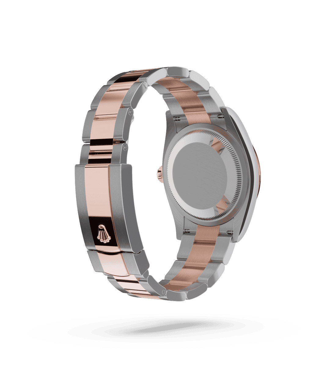 Rolex Datejust 36 in Oyster, 36 mm, Oystersteel en Everose-goud with a Helderzwart, bezet met diamanten dial, Gekarteld bezel, and Oyster, massieve driedelige schakels bracelet
