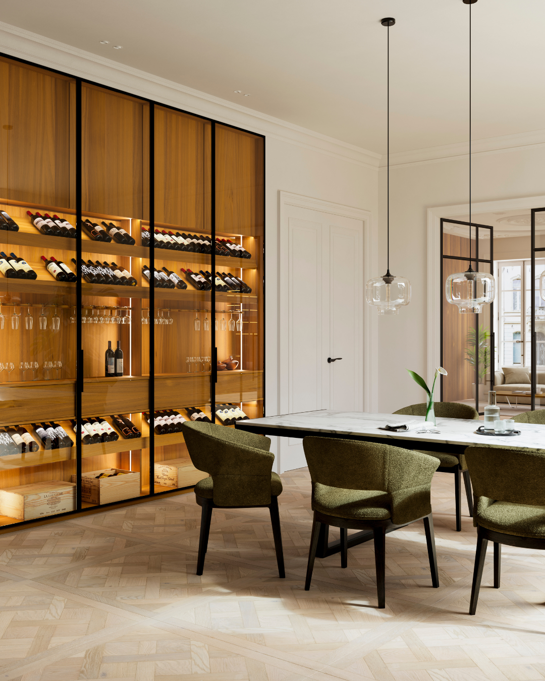Interieur met Nuxe Imperial, Afrikaanse Walnoot.