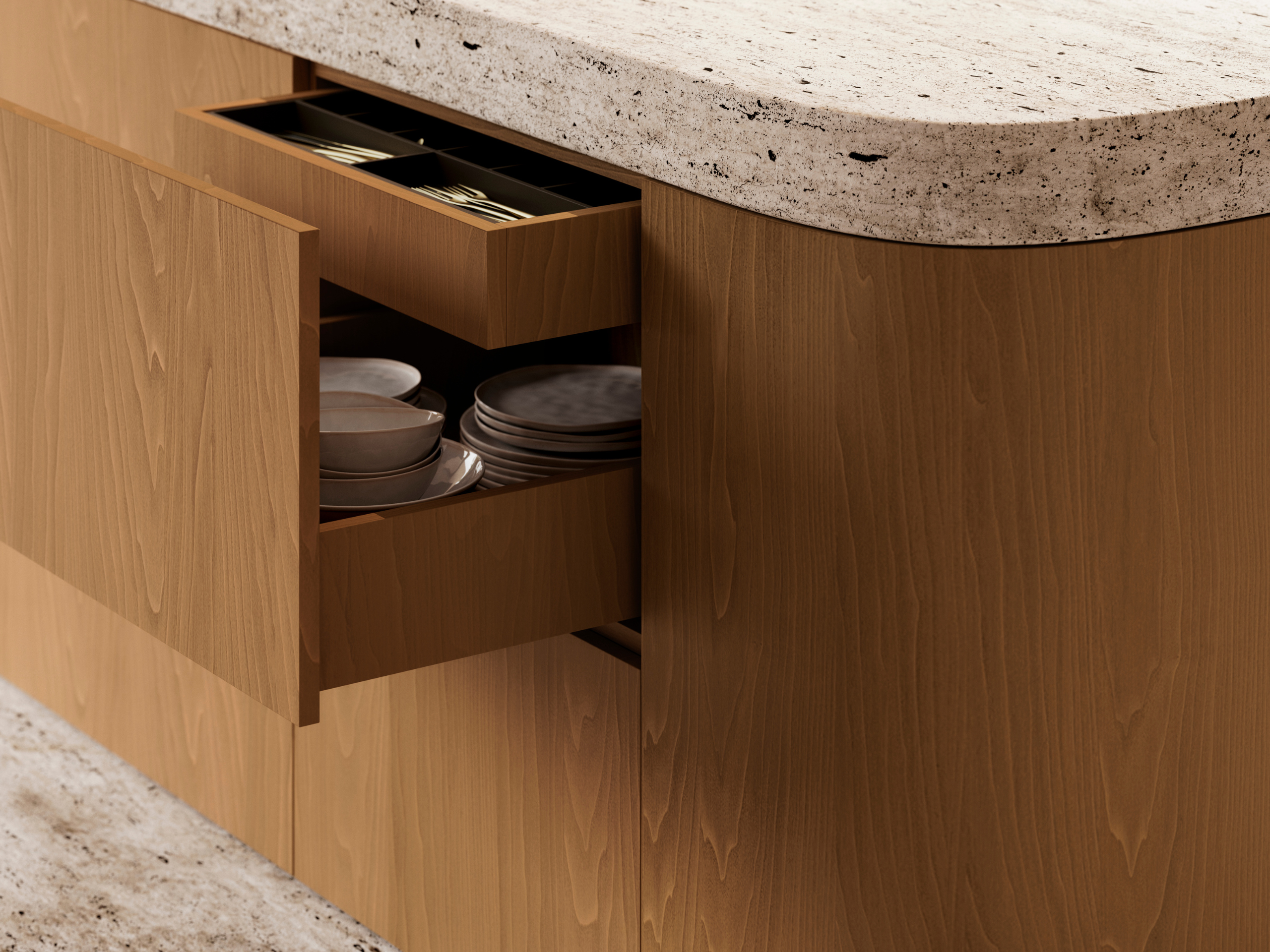 Nuxe - walnut collection - kitchen with noble look