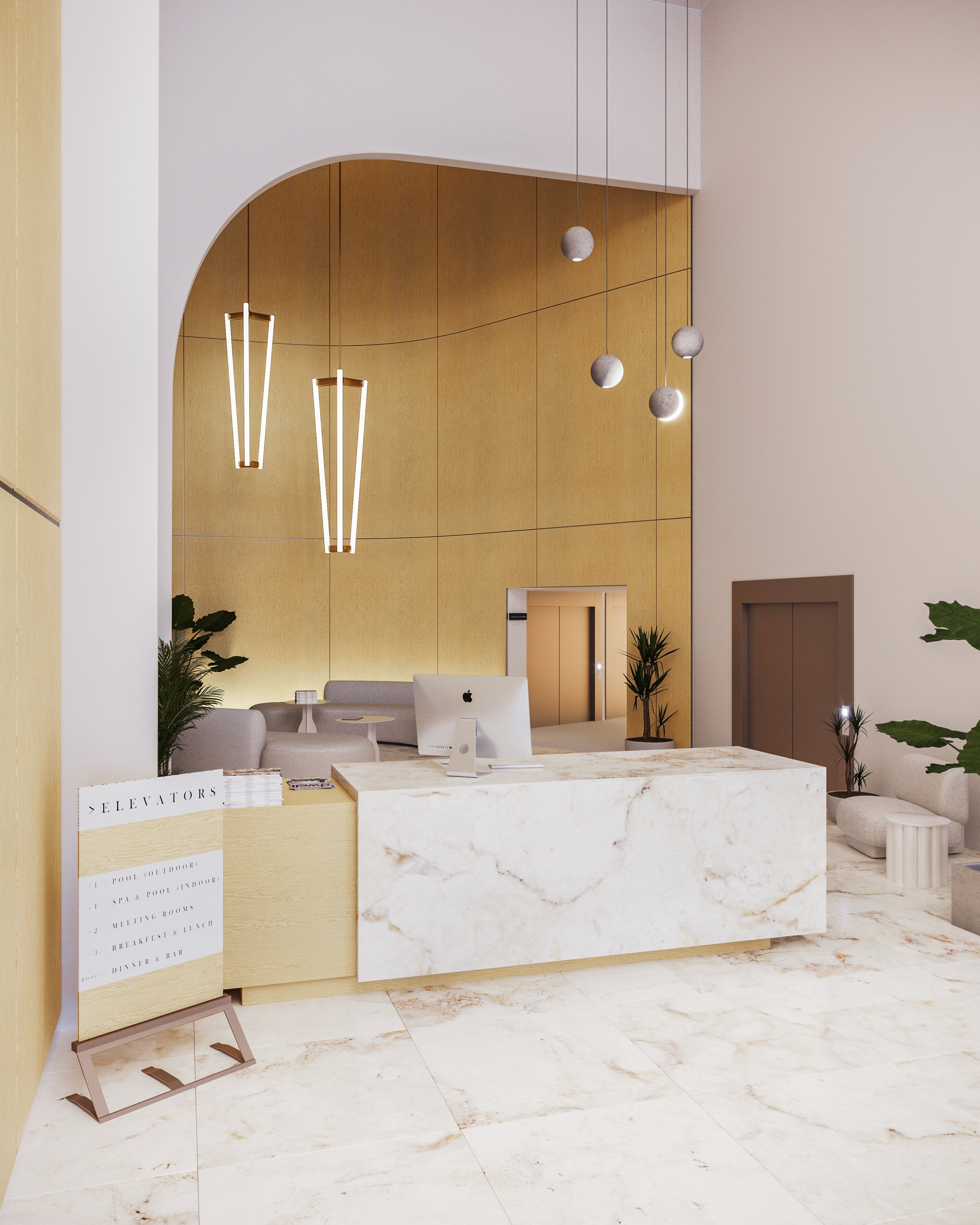 Hotel lobby in Infinite Wood Vela Oak