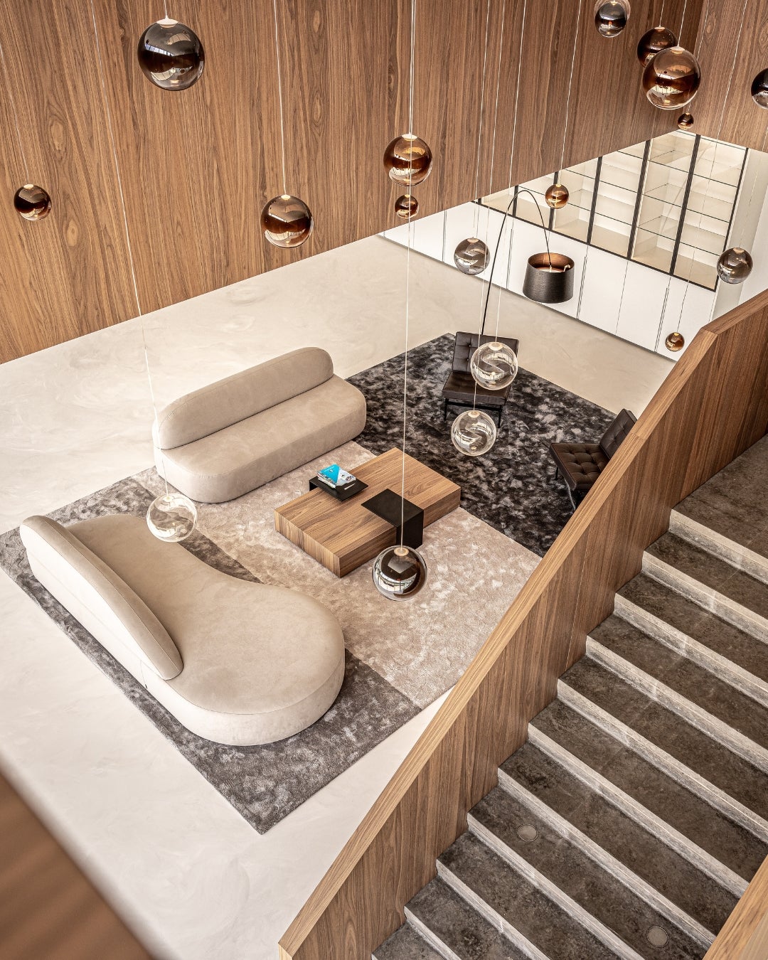 Kantoorruimte - trap - wachtkamer - houtfineer - shinnoki frozen walnut