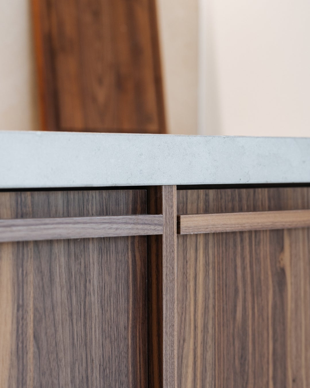 Custom walnut veneer kitchen