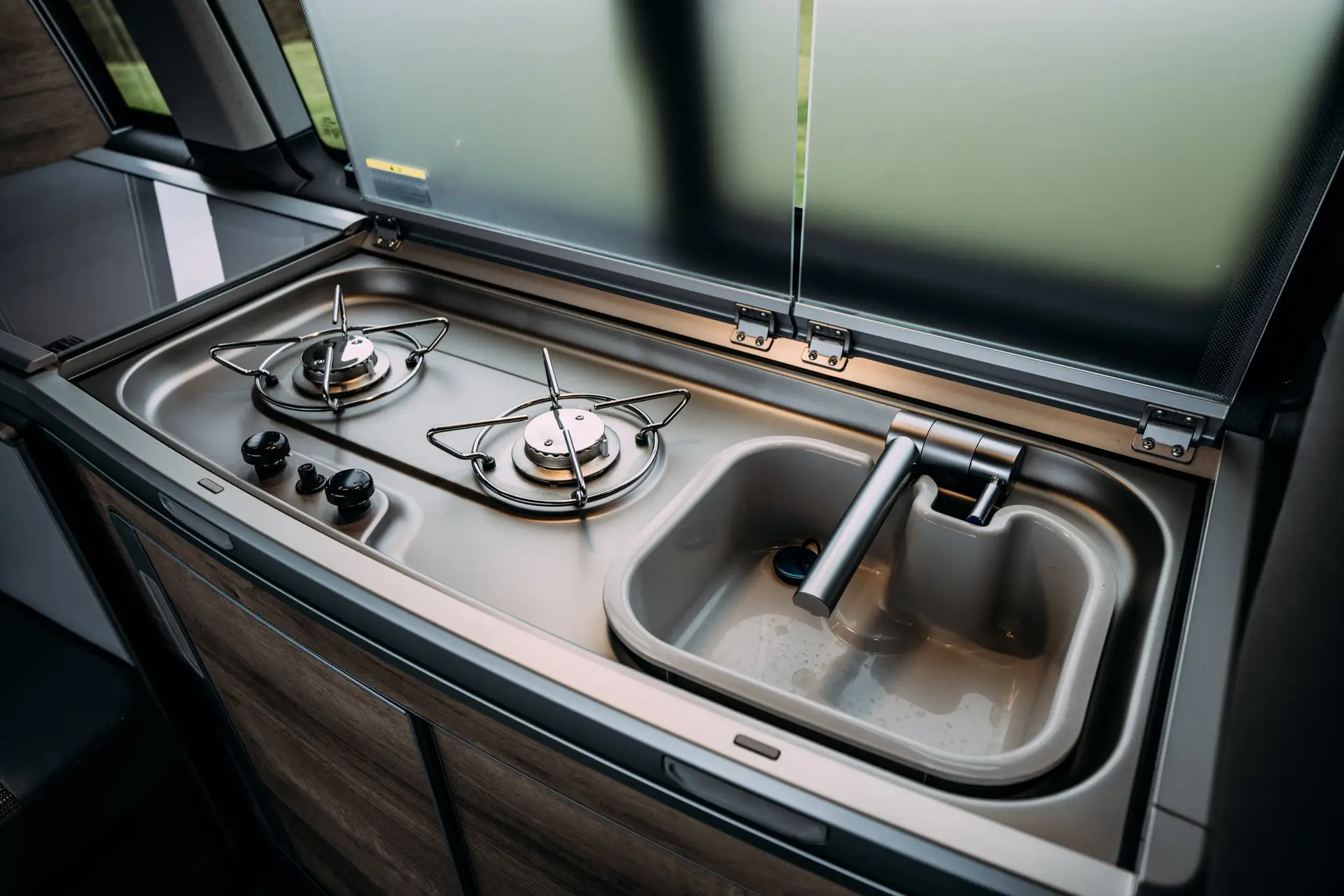 Volkswagen California T6.1 Review 2023: interior sink hob