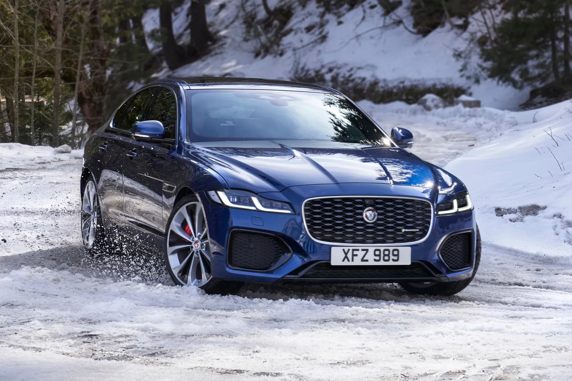 Jaguar XF driving in snow