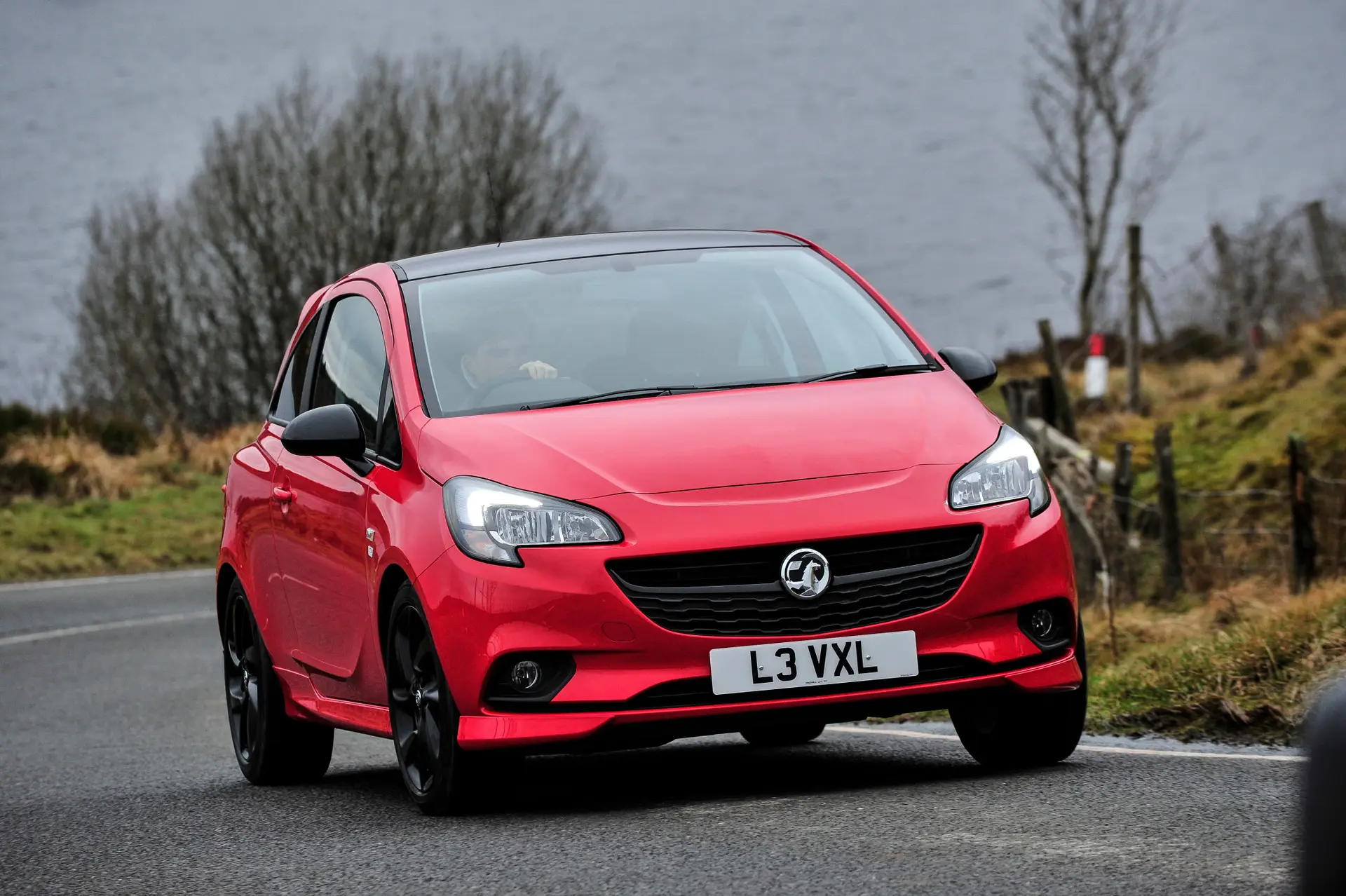 Used Vauxhall Corsa (2014-2019) Review: exterior front three quarter photo of the Vauxhall Corsa on the road