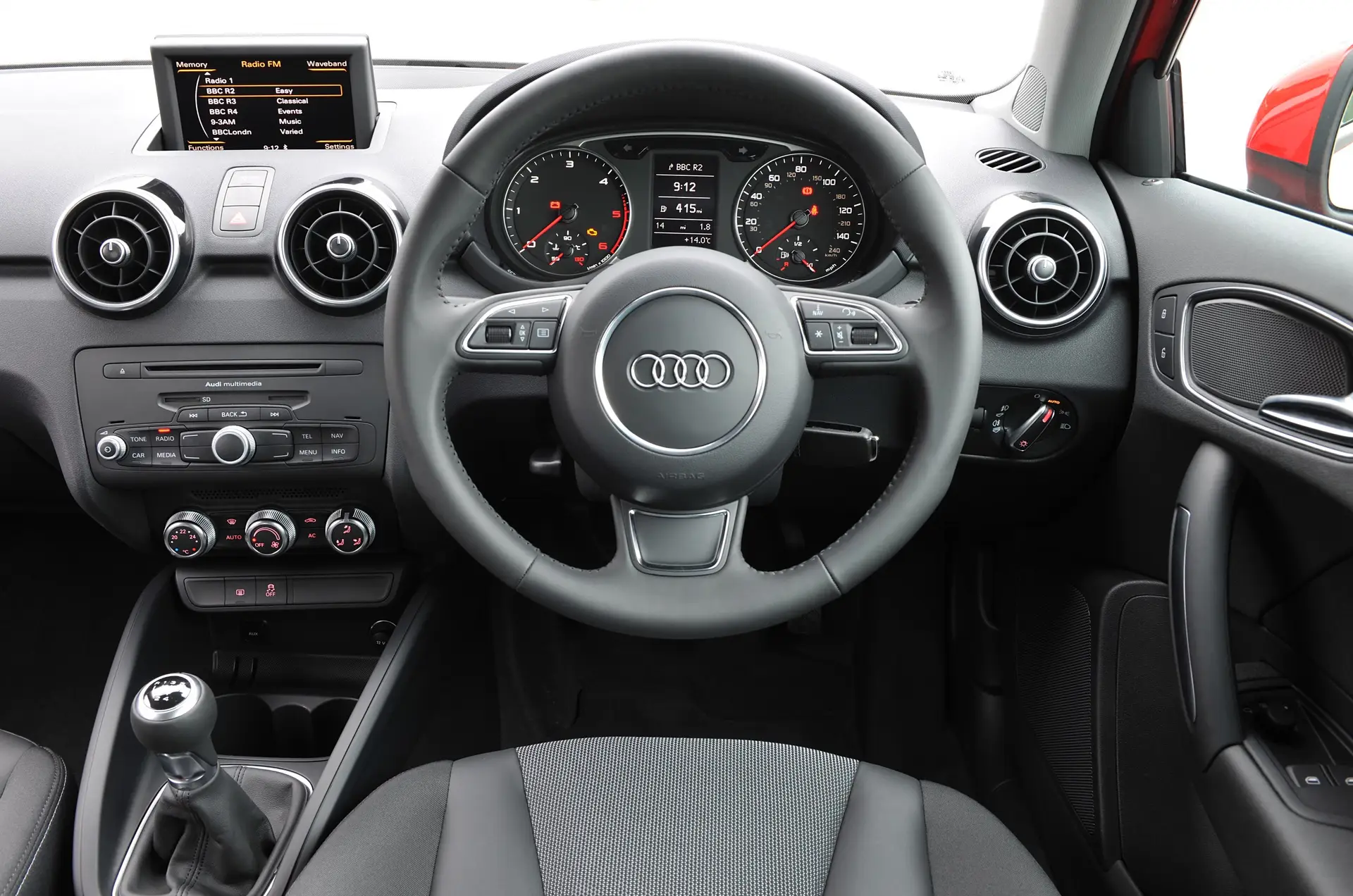 Audi A1 (2010-2018) Review: interior close up photo of the Audi A1 dashboard
