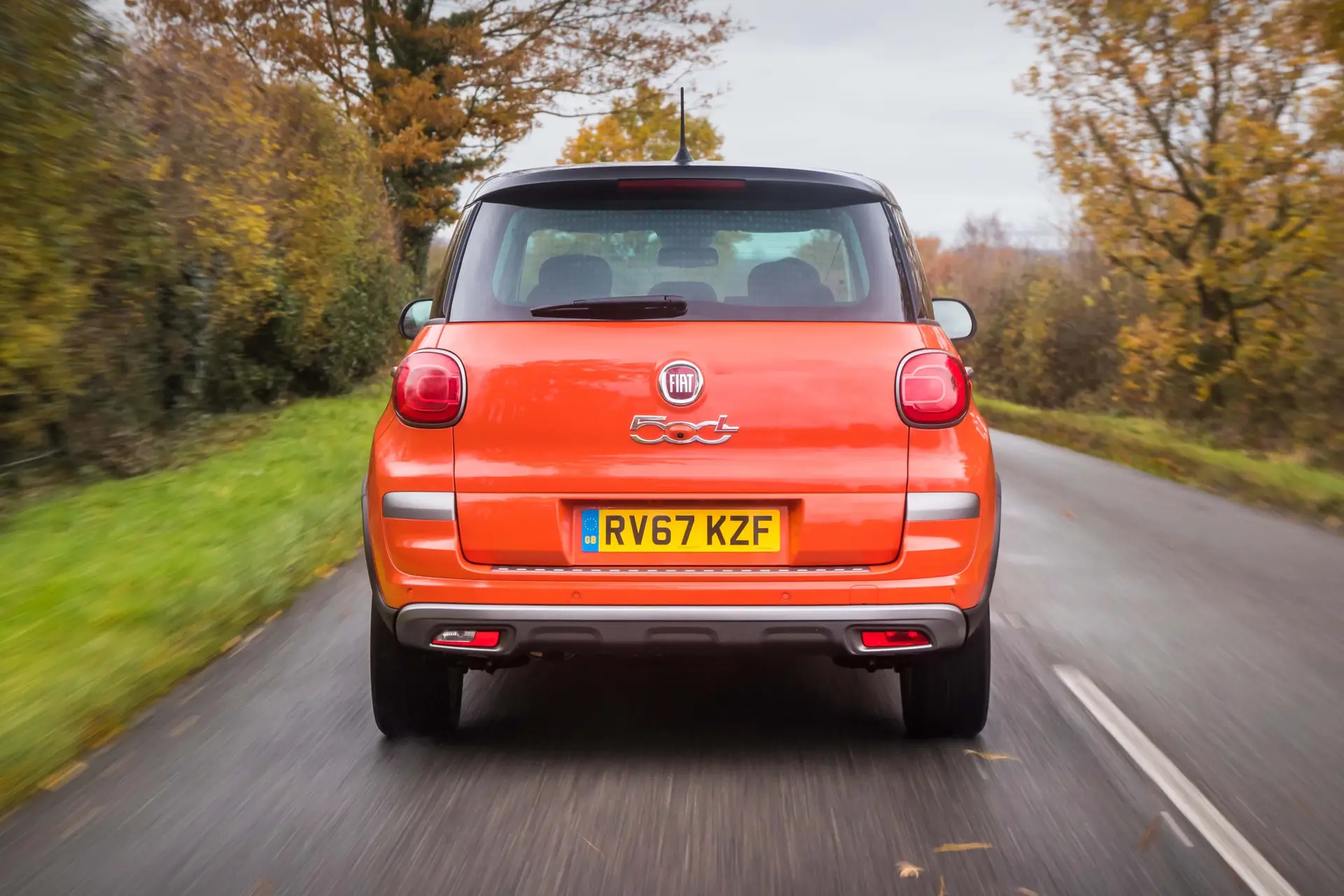Fiat 500L Review 2023: exterior rear photo of the Fiat 500L on the road 