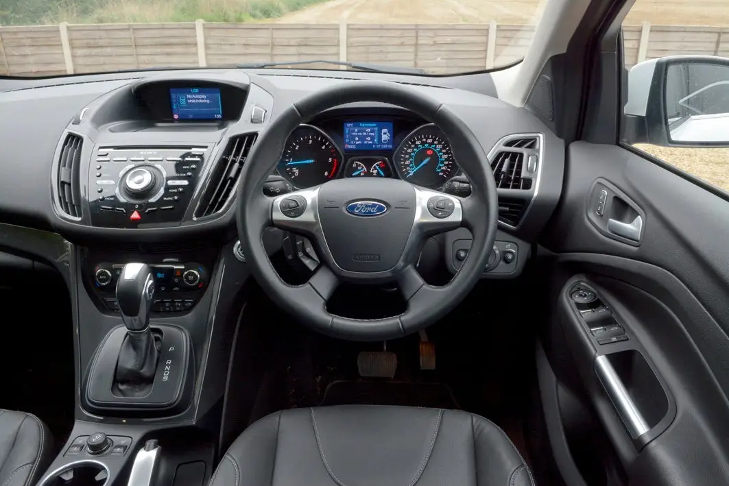 Ford Kuga (2013-2020) Review: interior close up photo of the Ford Kuga dashboard 