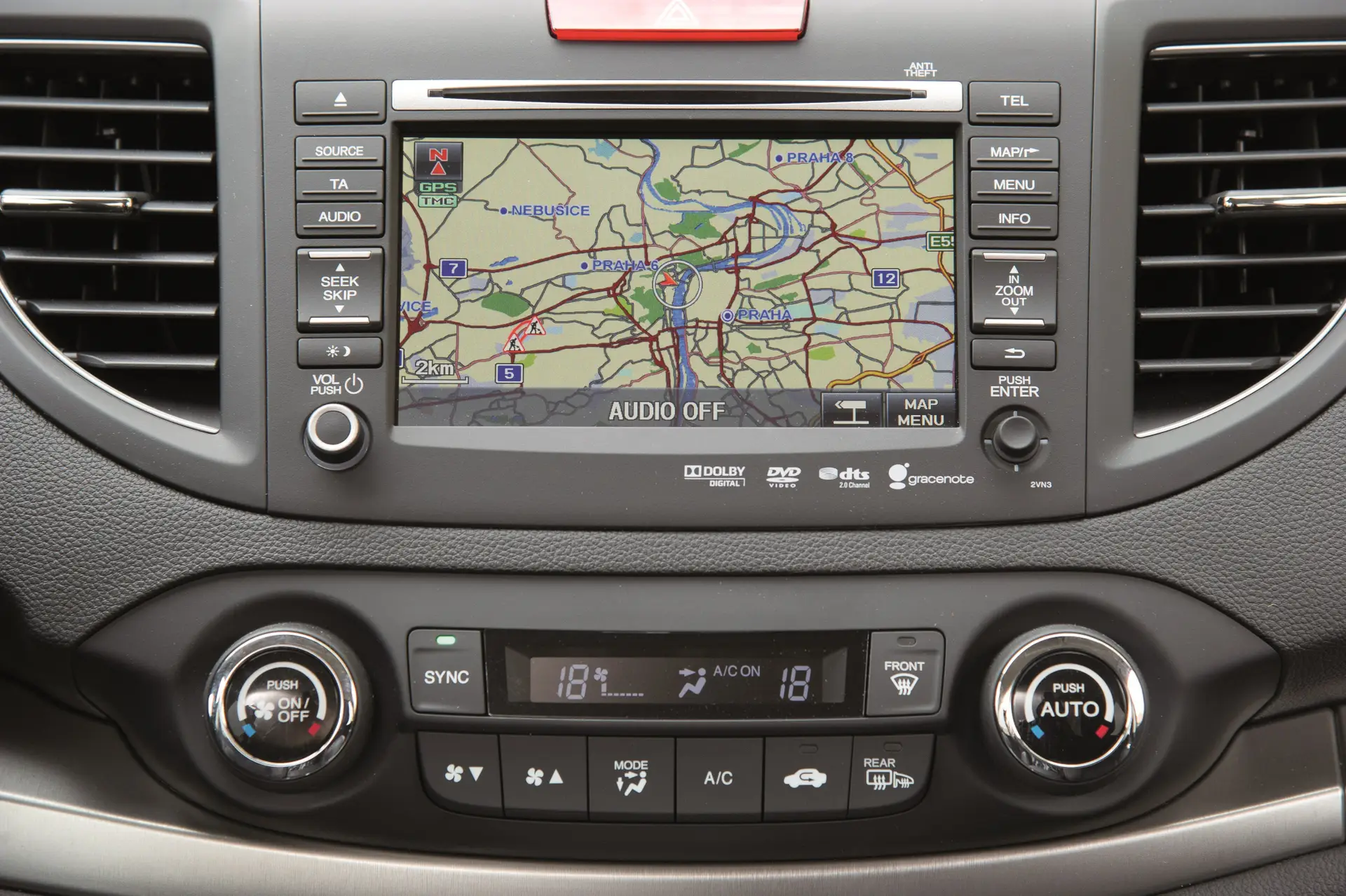 Honda CR-V (2012-2018) Review: interior close up photo of the Honda CR-V infotainment