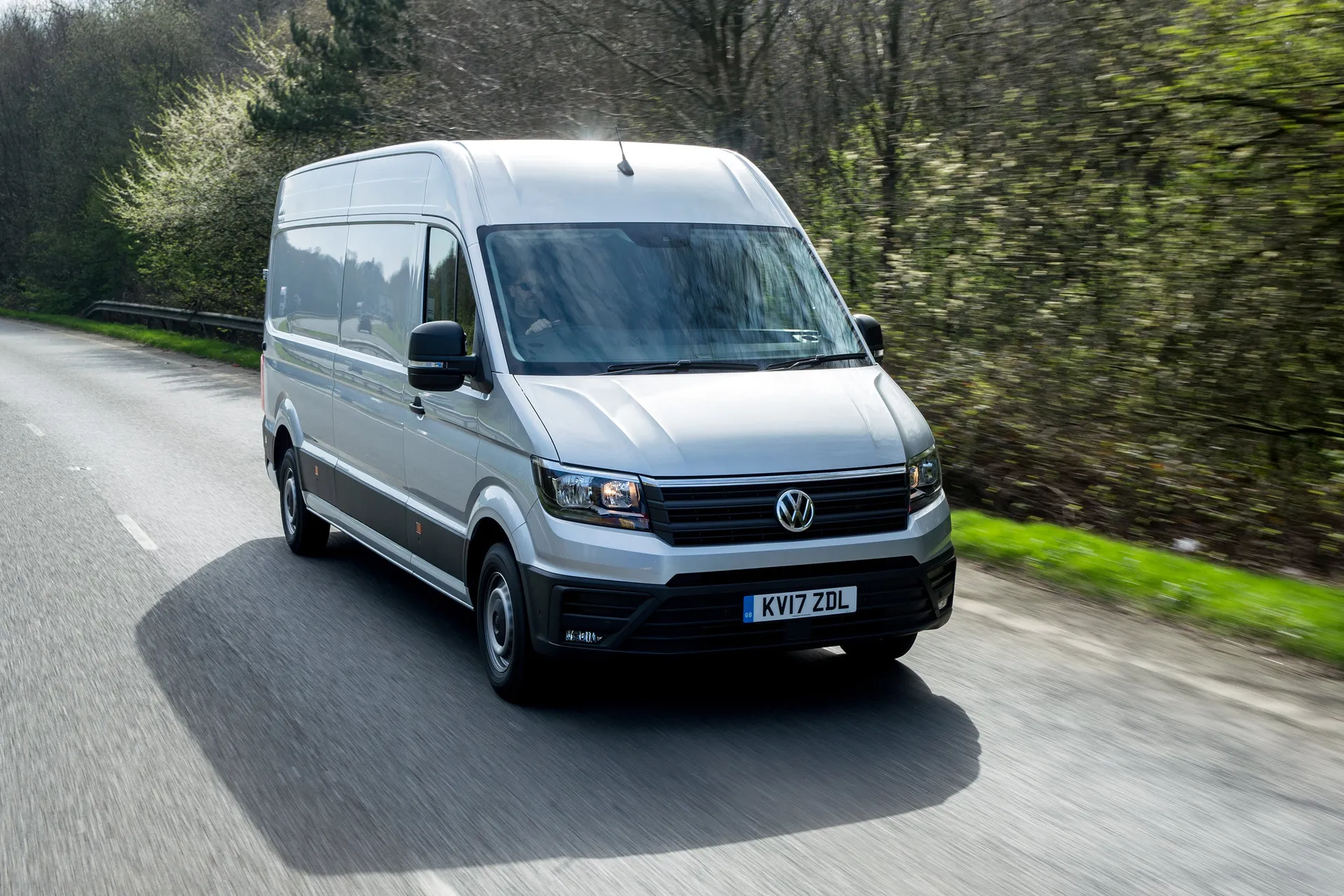 Volkswagen Crafter Review 2023: exterior front three quarter photo of the Volkswagen Crafter on the road