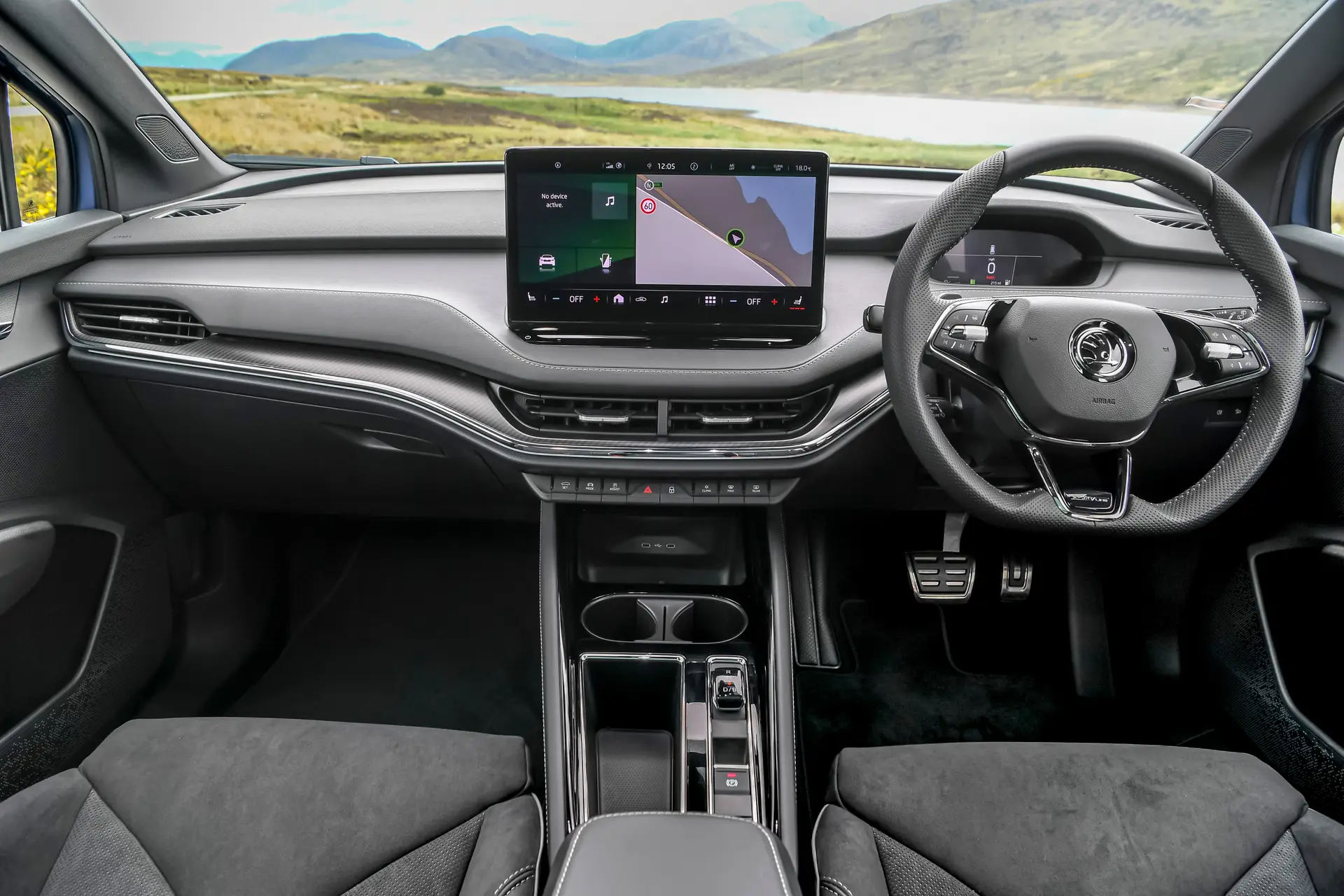 Skoda Enyaq iV Review 2024: interior including large touchscreen display