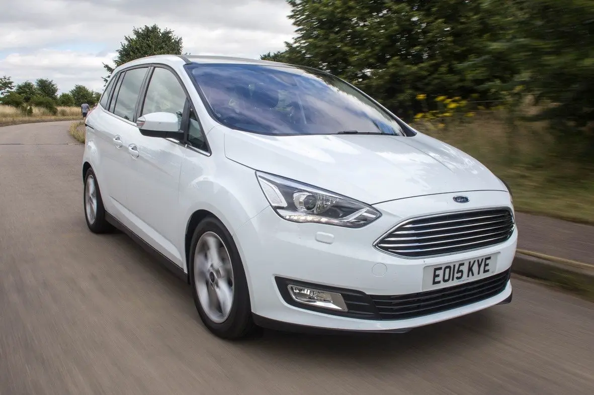 Ford Grand C-MAX (2011-2019) Review: exterior front three quarter photo of the Ford Grand C-MAX on the road