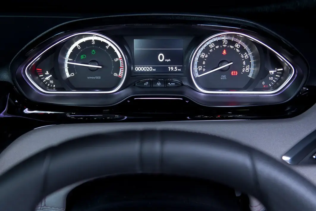 Peugeot 208 (2012-2019) Review: interior close up photo of the Peugeot 208 instruments